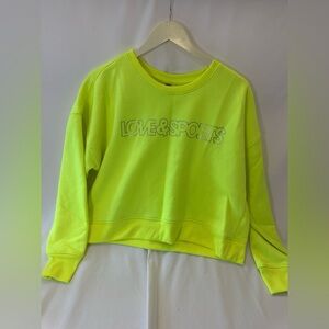 Love & Sports neon Yellow Crewneck Pullover women’s Size Large